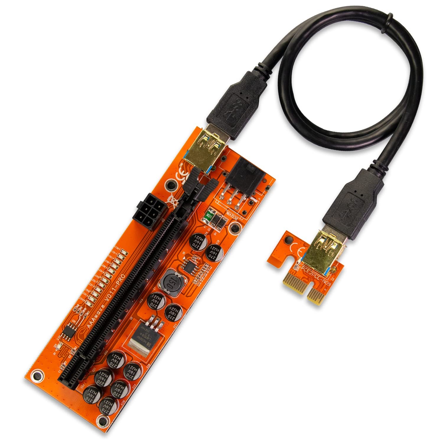 PCIE Riser VER 011 PRO 1x to 16x Graphic Extension for GPU Mining 60cm USB 3....