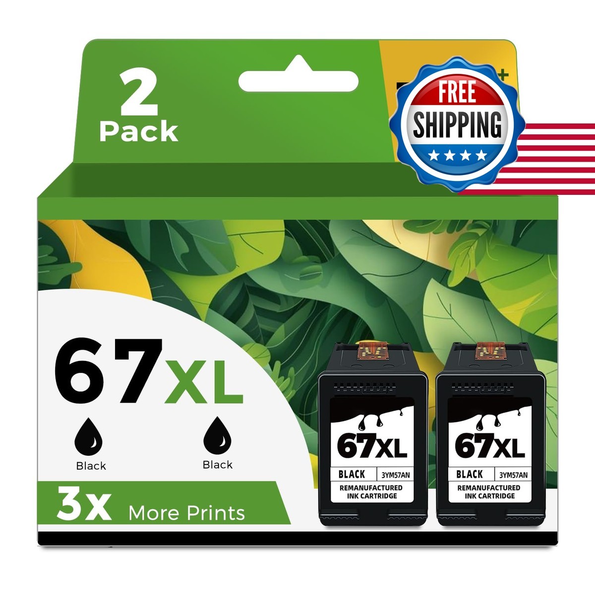 67XL Black High Yield Ink Cartridge Replacement for HP 67XL