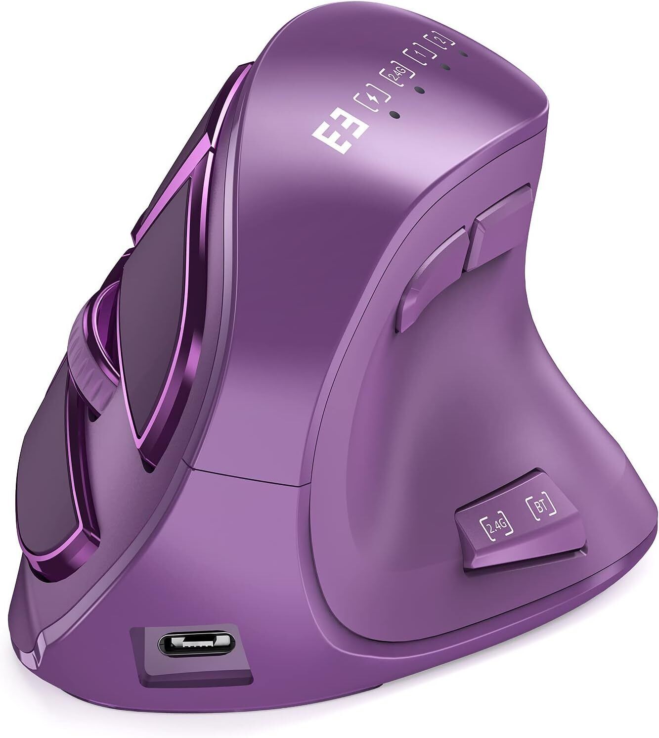 Seenda Wireless Vertical Ergonomic Mouse-Purple (2 BT) MAC & PC - Bluetooth Only