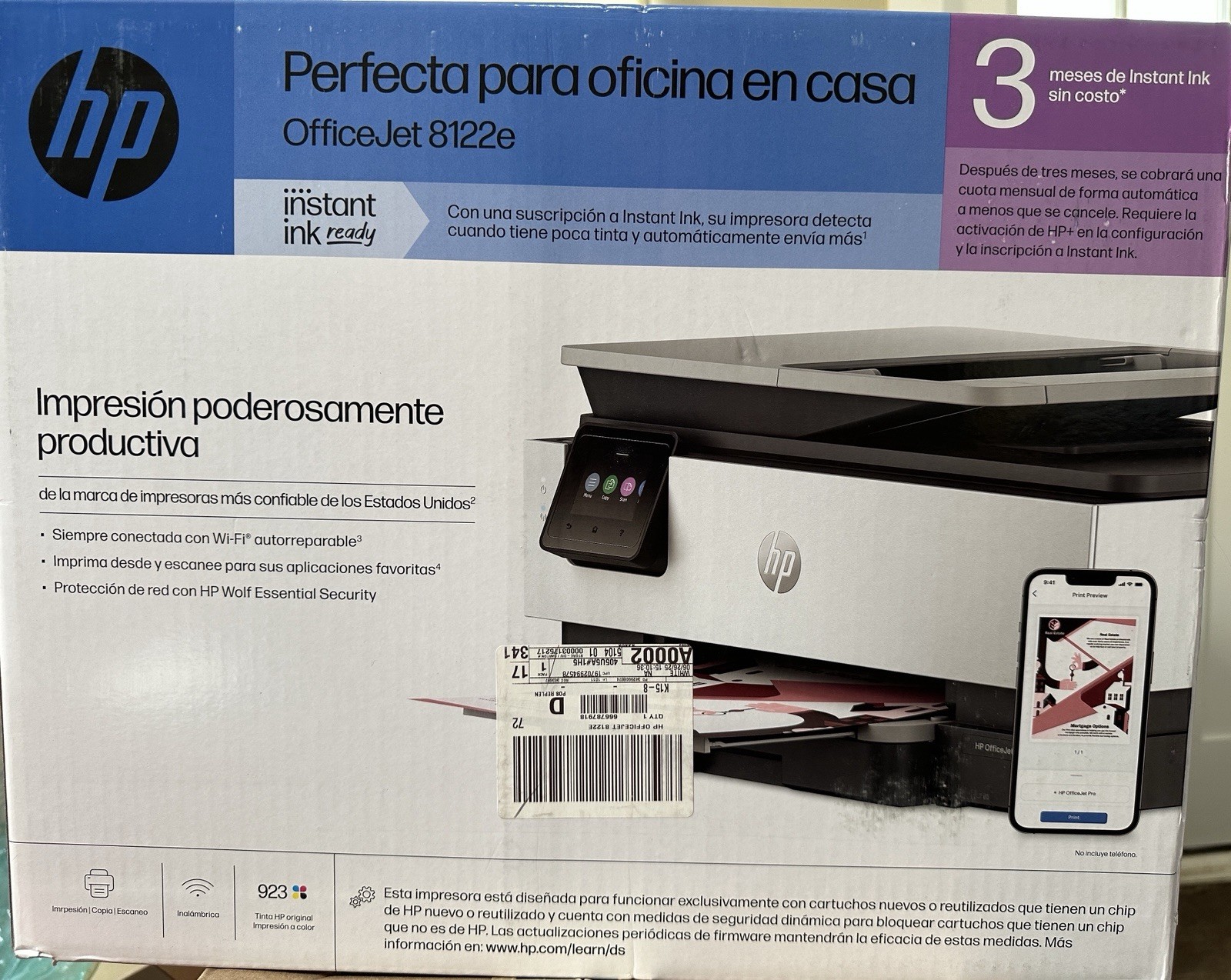 HP OfficeJet 8122e Wireless All-in-One Color Inkjet Printer 405U5A#1H5 BRAND NEW