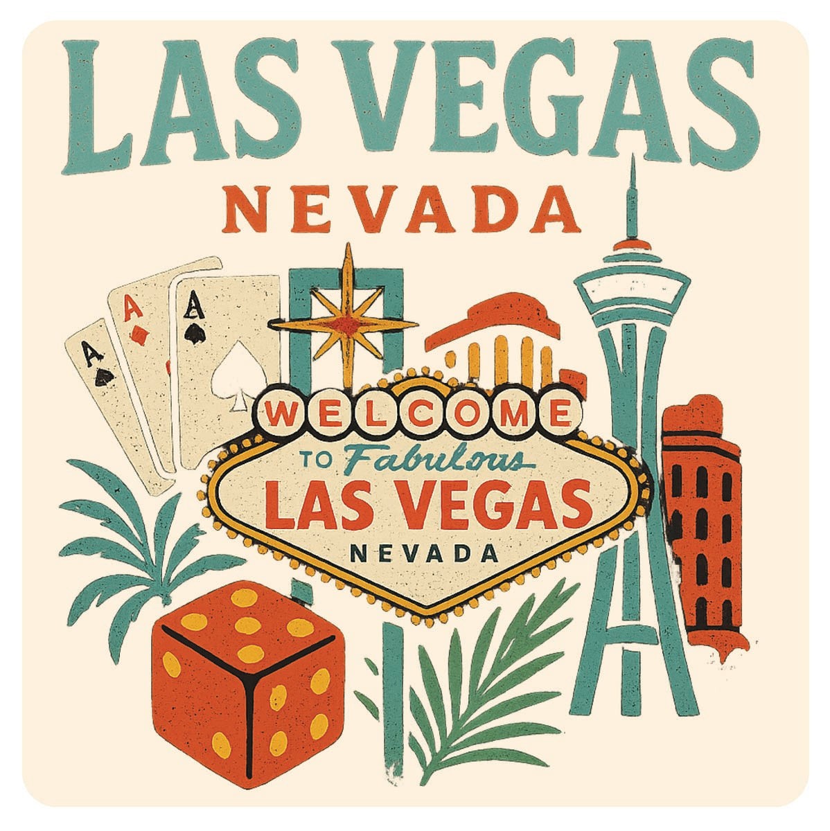 Las Vegas Nevada Vintage Design Souvenir Decorative Magnet/Sticker