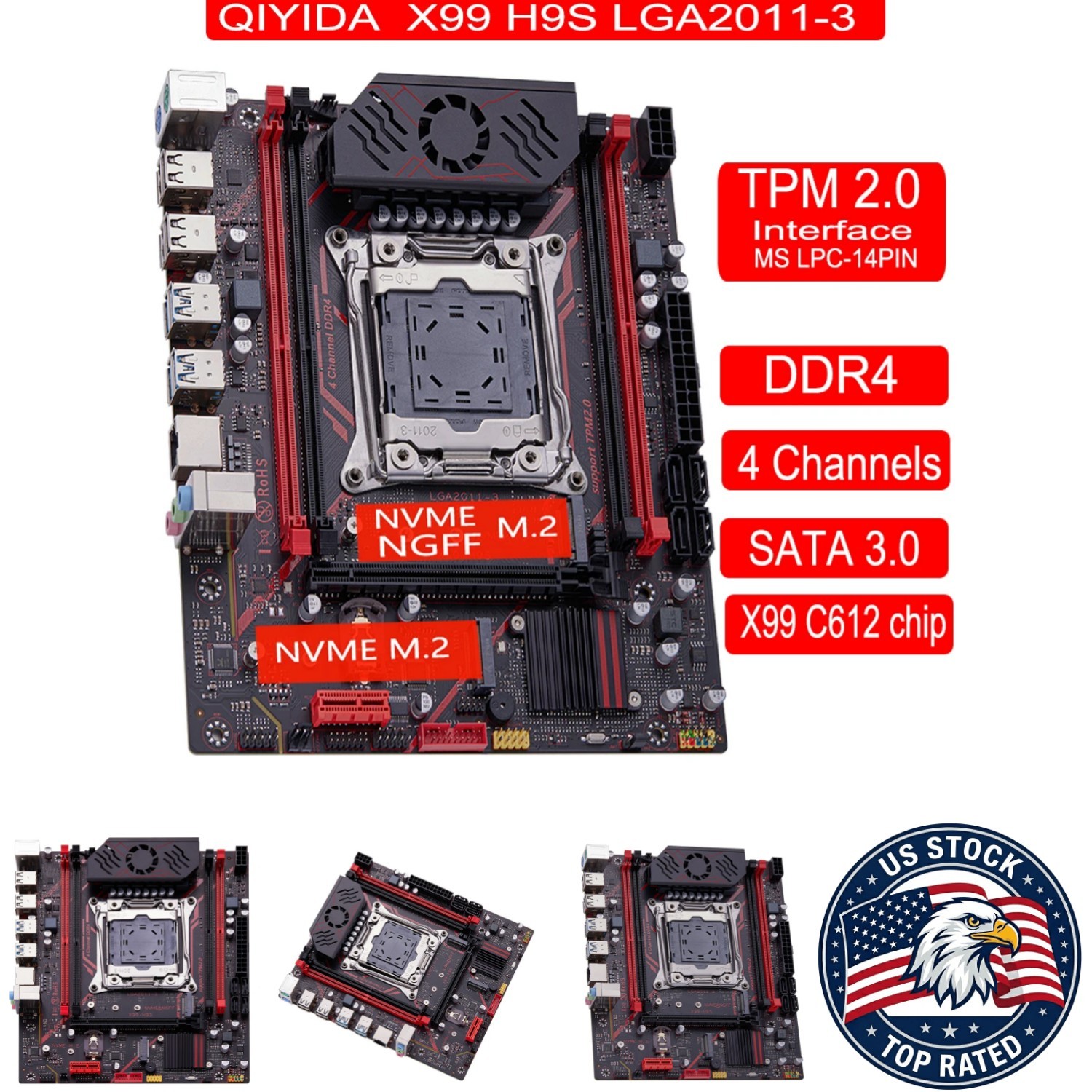 QIYIDA X99 Motherboard LGA 2011 NVME M.2 Support DDR4 Gaming - Motherboards