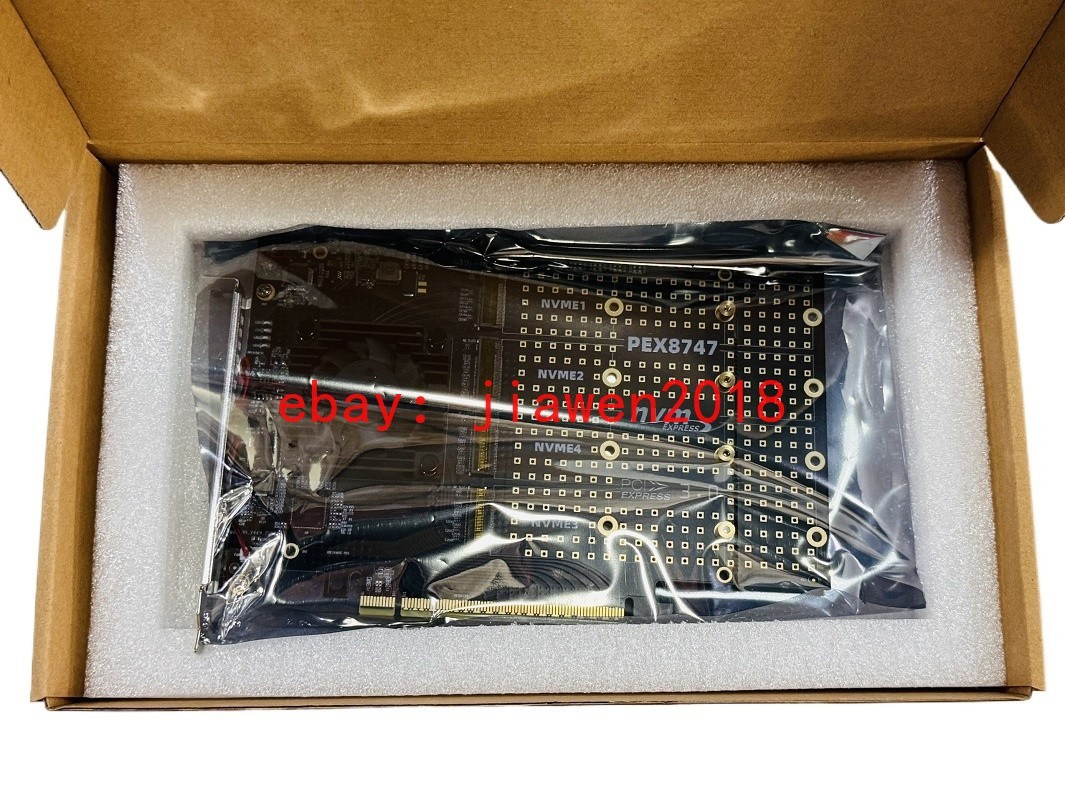 4 Port M.2 NVMe SSD PCIe x16 3.0 HBA  Adapter With PLX PEX8747 Switch to 4 US