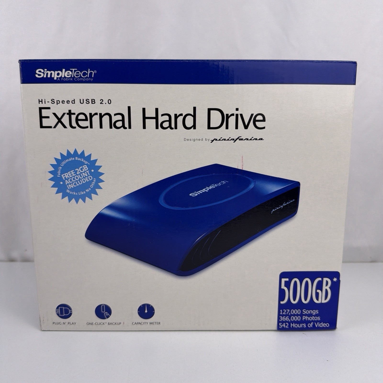 SimpleTech SimpleDrive 500GB USB 2.0 External HDD Black Plug & Play Backup