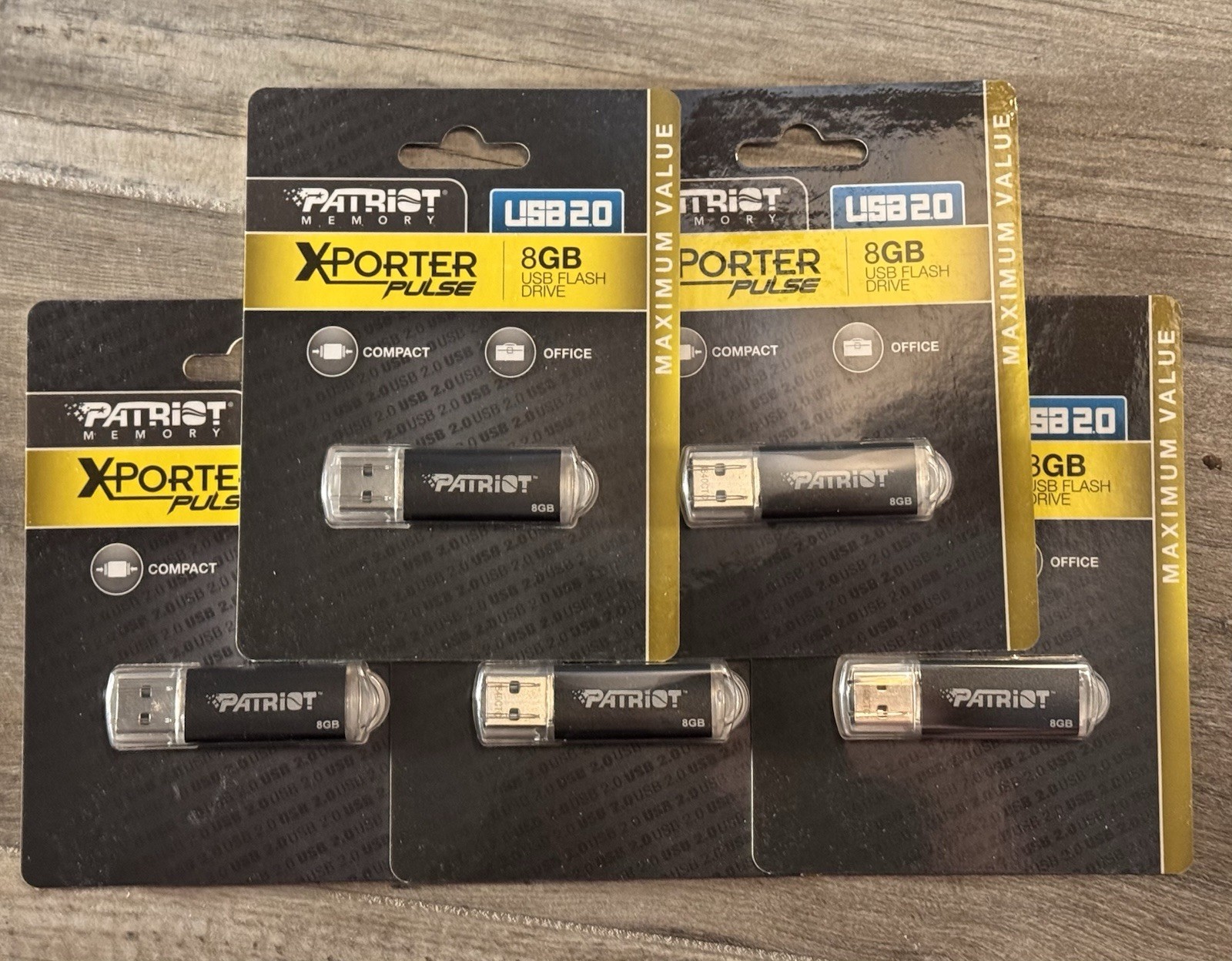 5 pack - USB 8GB Patriot Memory Exporter Pulse Flash Drives Thumb drives