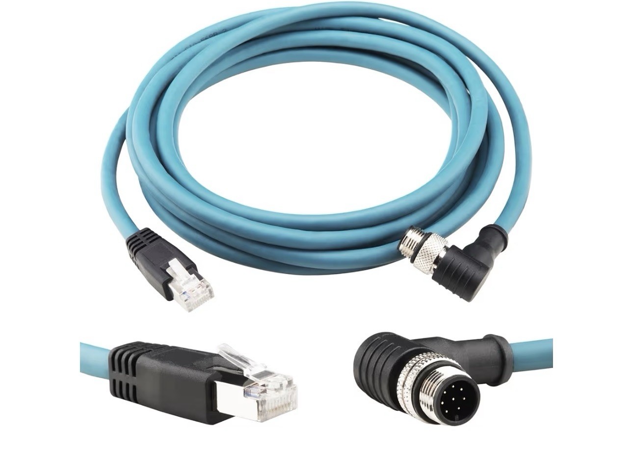 M12 RJ45 Ethernet Network Cable, M12 8 Pin A-Coded Male to RJ45 CAT6 High Spe...