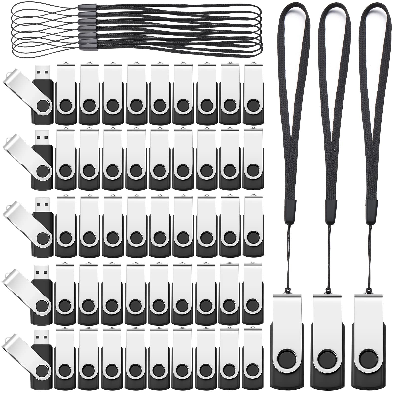Aoriher 50 Pack USB 2.0 Flash Drives Bulk, Portable Thumb 128MB, Black