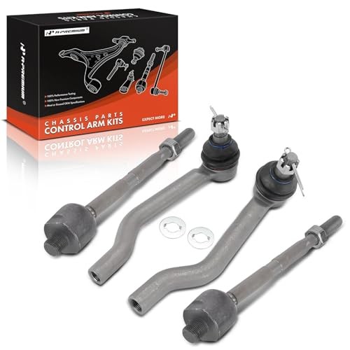 Set of 4, Front Inner & Outer Tie Rod End Kit, Compatible with Honda Pilot