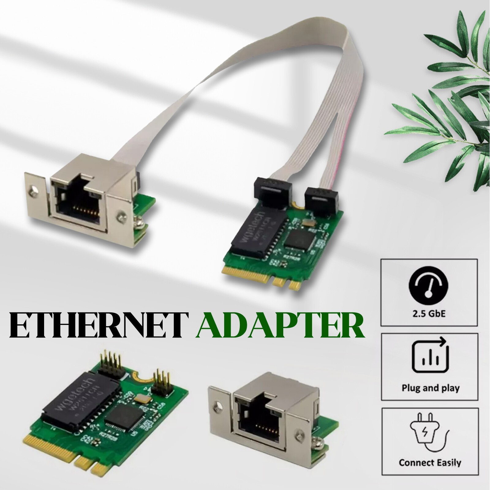 M.2 Key A+E 2.5G Gigabit Ethernet Network Lan Card 2500 Mbps RTL8125B Chipset