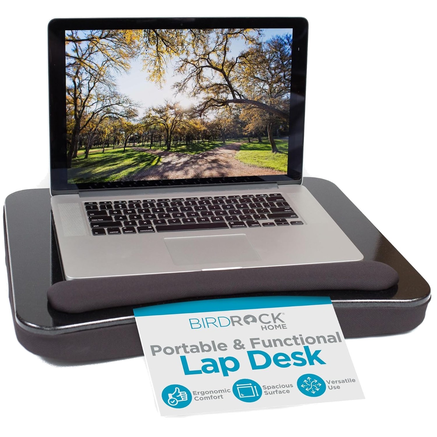 Ergonomic Lap Desk with Memory Foam - Large Surface - Black``