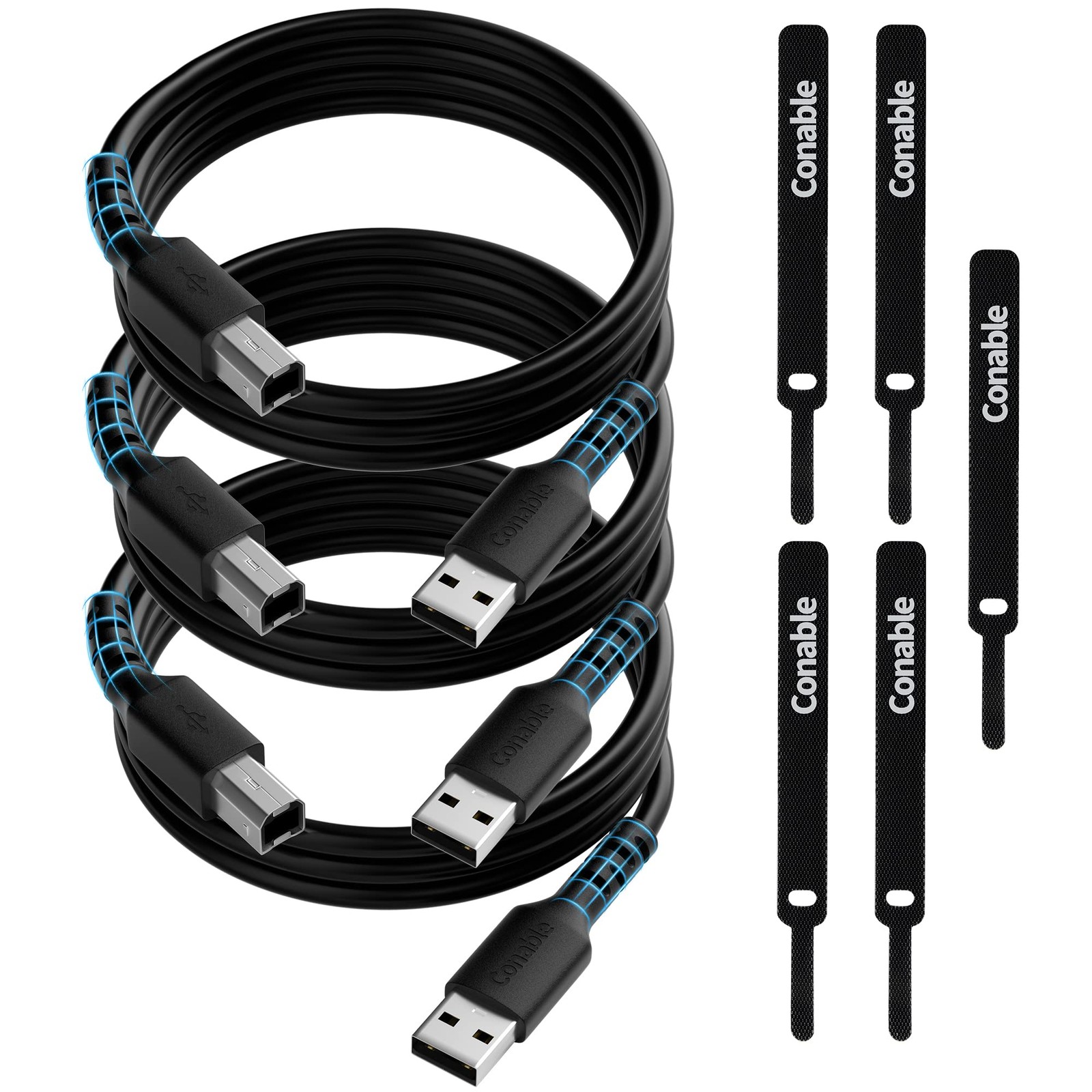 Printer Cable 8FT (3-Pack), USB 2.0 USB-A to USB-B Cord, 8 Feet, 3 Pack 