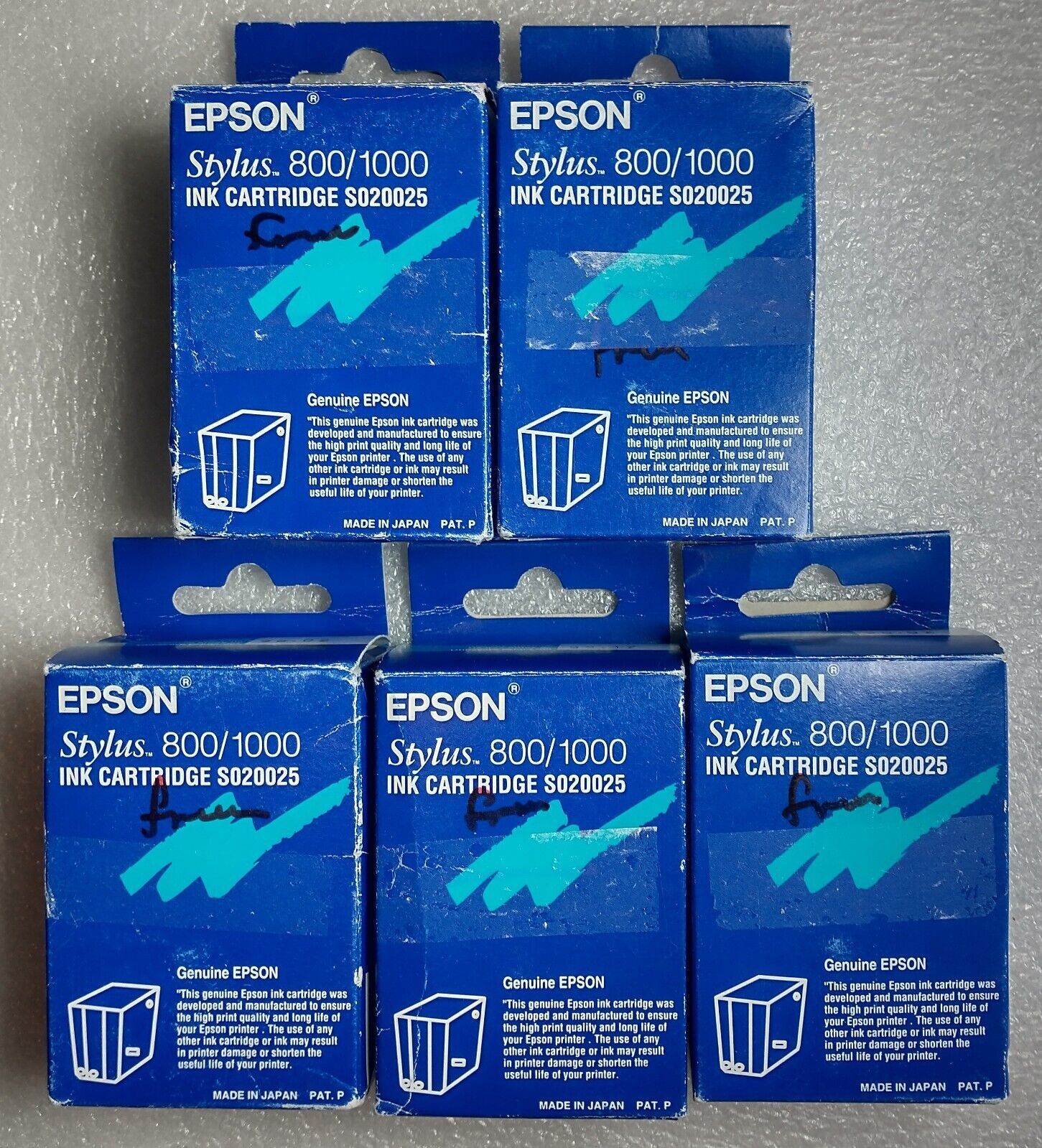 (Lot of 5) Epson Printer Ink Cartridge S020025 Stylus 800/1000 Japan