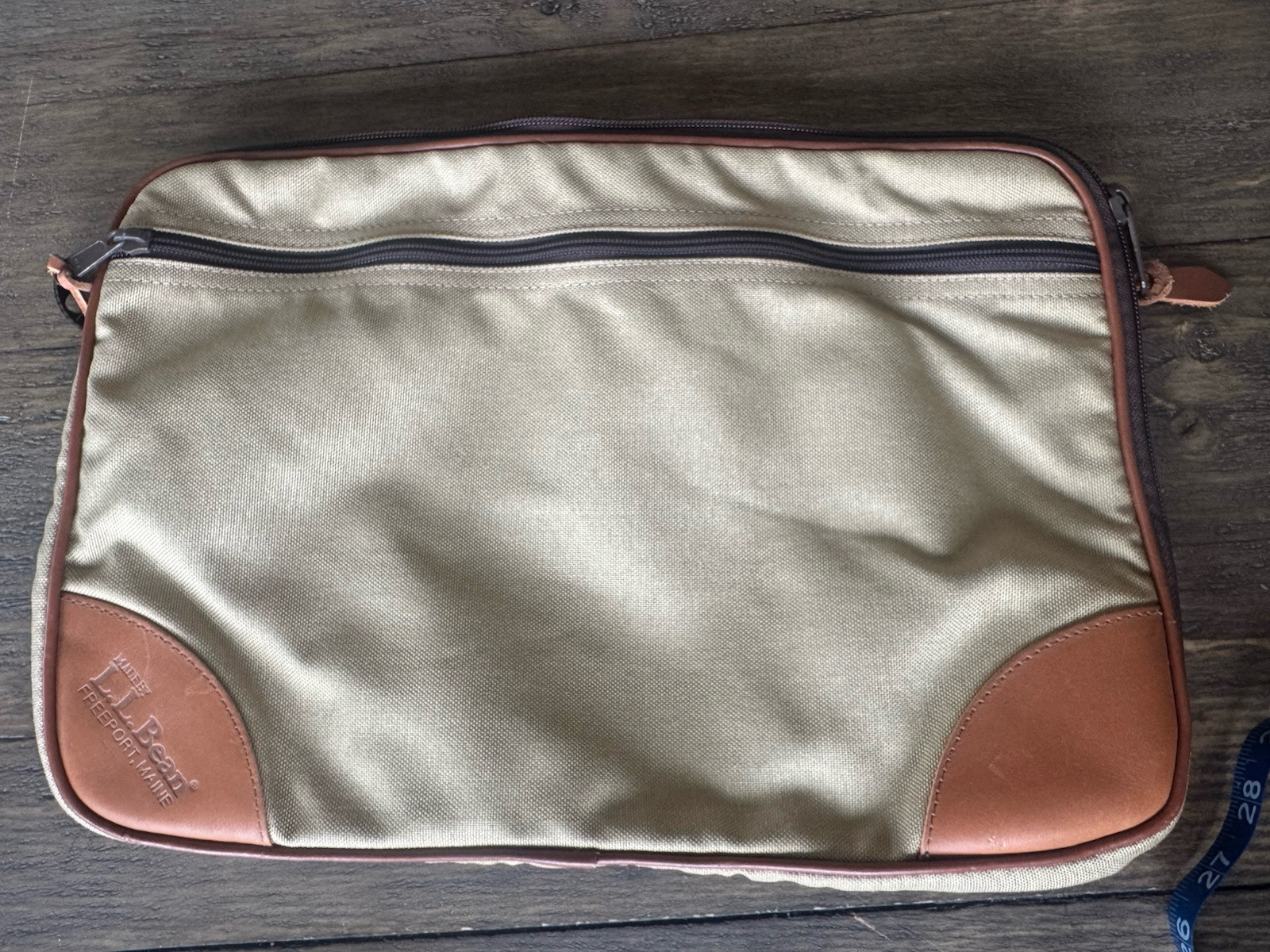 VTG L.L. Bean Canvas Leather Zip Around Laptop Computer Portfolio Briefcase Bag