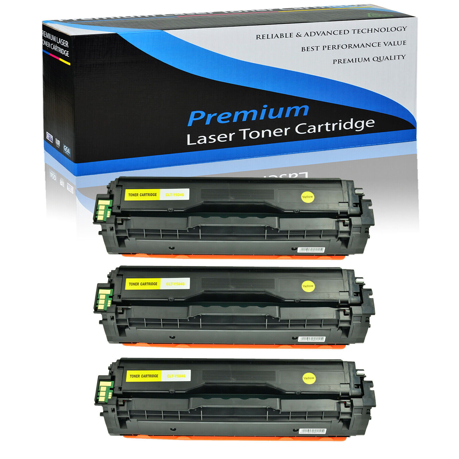 3 Packs CLT-Y504S CLT-504S Yellow Toner for Samsung C1810W CLP-415NW CLX-4195FW
