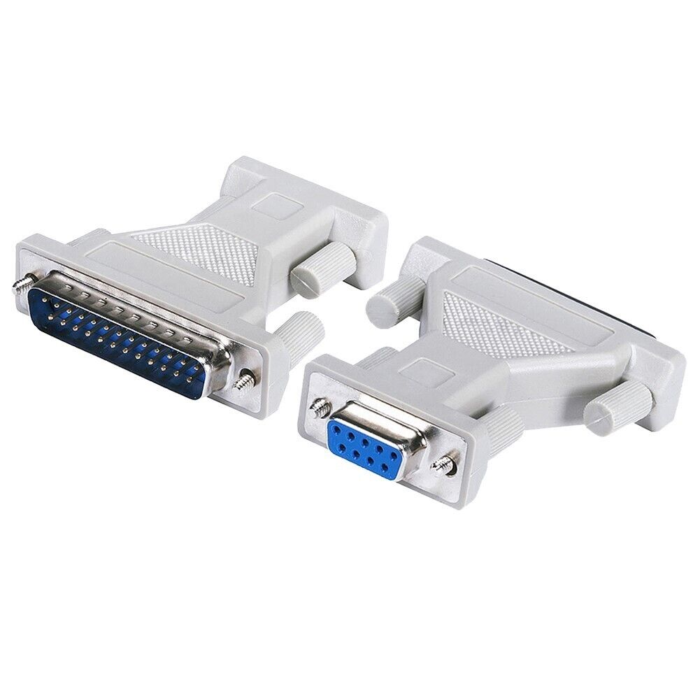 2x DB9 9 Pin Female to DB25 25 Pin Male Serial to Parallel Adapter Converter 