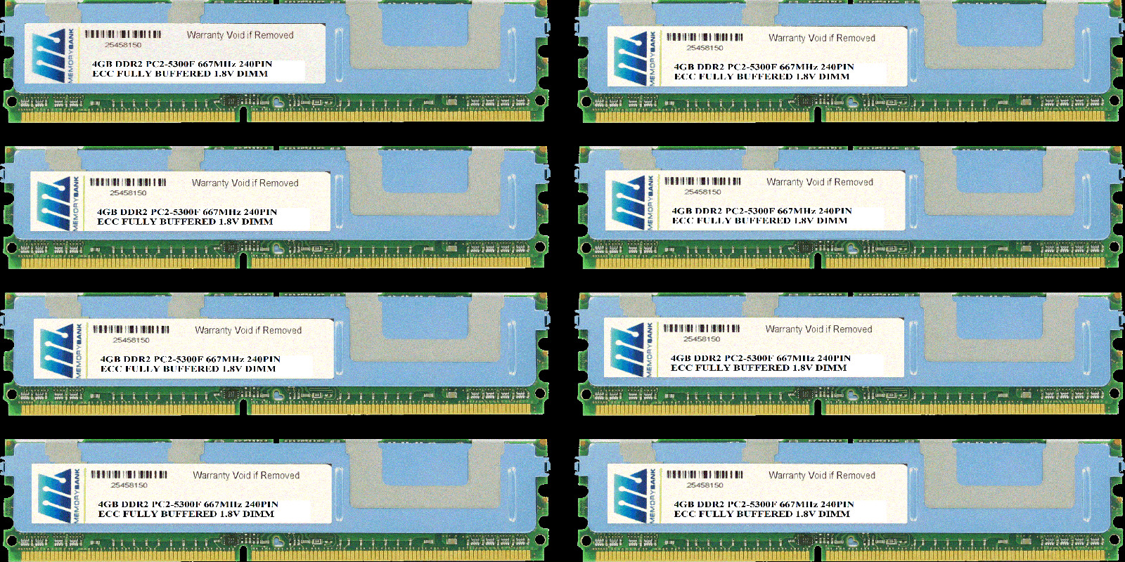 32GB 8 x 4GB ECC FULLY BUFFERED PC2-5300 DIMM DDR2 667 MHz FB Server Memory RAM