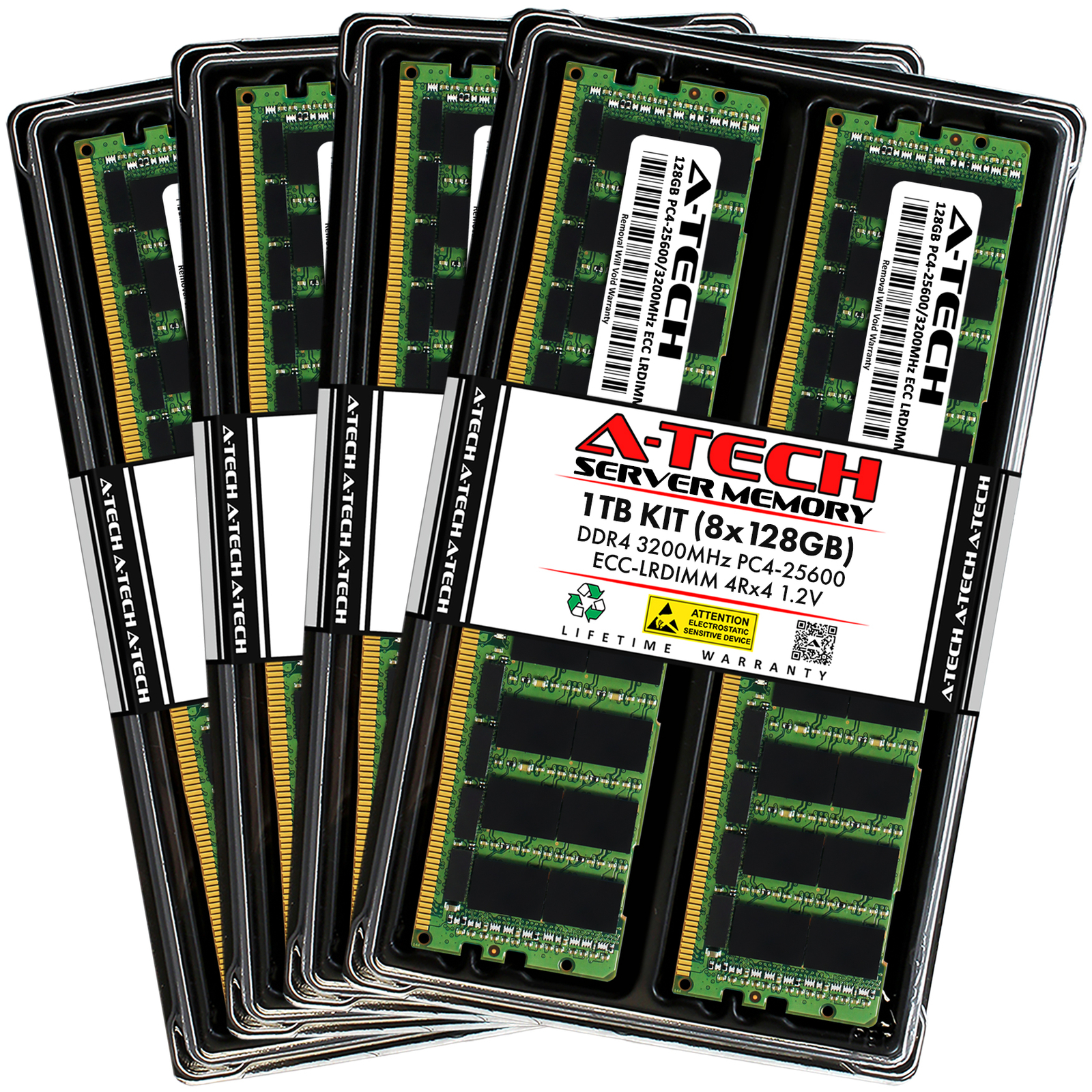 A-Tech 1TB 8x 128GB 2S2Rx4 PC4-25600L LRDIMM DDR4 3200 MHz ECC Server Memory RAM