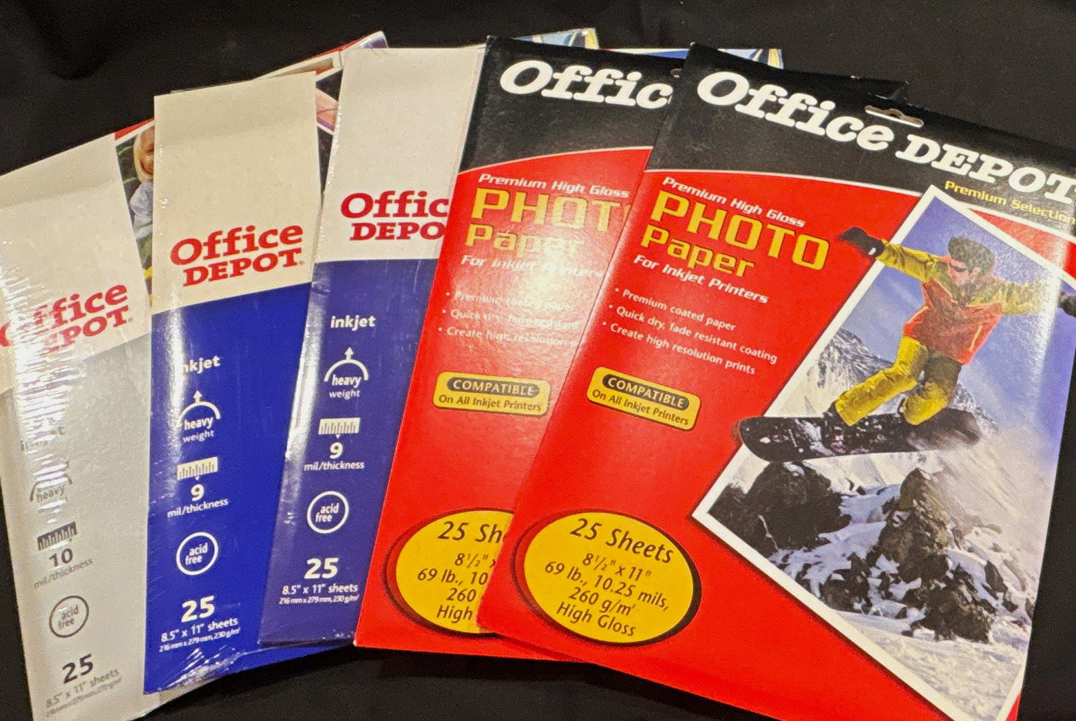 Office Depot High Gloss Inkjet Photo Paper 8.5x11 25 Sheets - Lot of 5