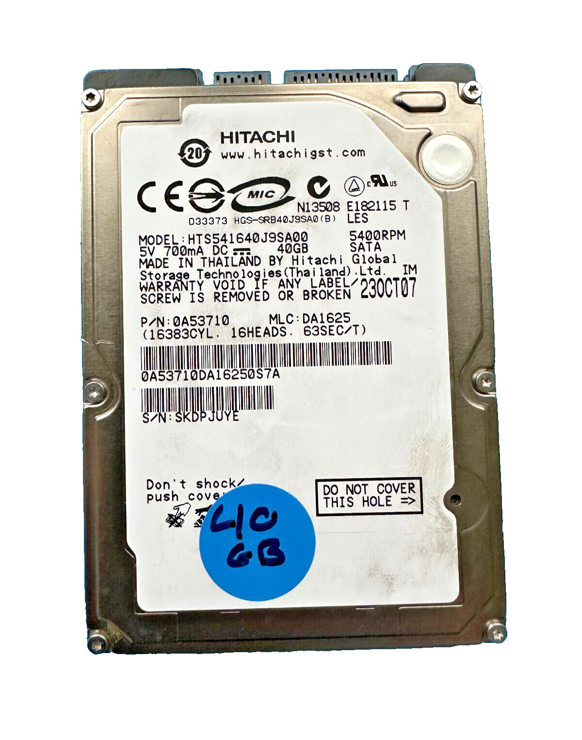 HitachiH TS541640J9SA00 HDD SATA (Serial ATA) 40GB