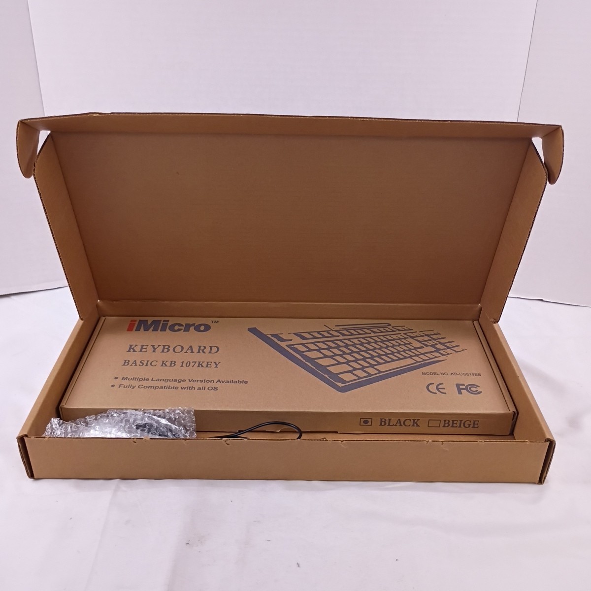 iMicro KB-US819EB Basic KB 107Key Standard  Black Keyboard and Wired Mouse New