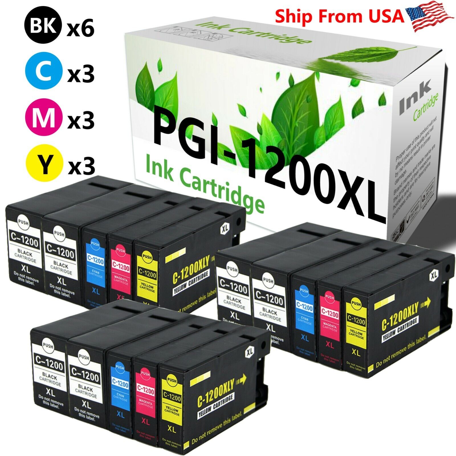 15PK PGI-1200XL PGI1200 Ink Cartridge for MAXIFY MB2720 MB2020 MB2320 Printer