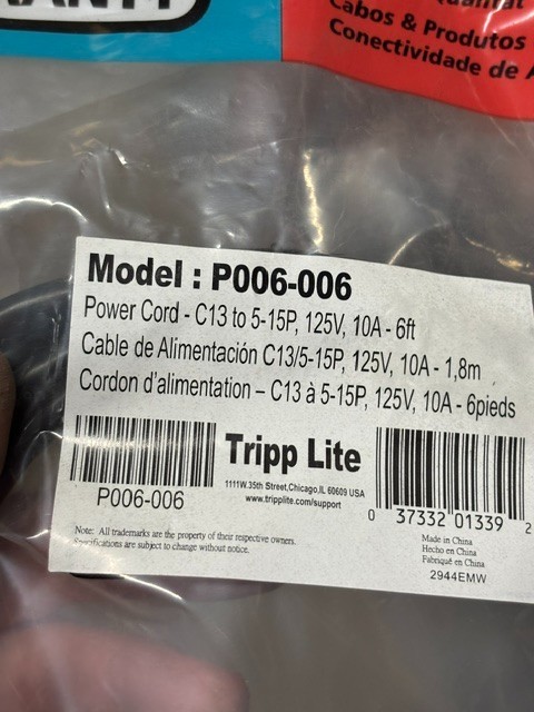 P006-006 TRIPP LITE POWER CORD