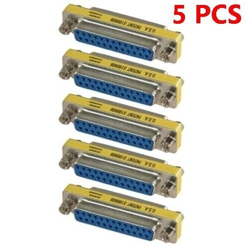 5x 25 Pin D-SUB DB25 Female to Female Mini Gender Changer Coupler Gold Plated