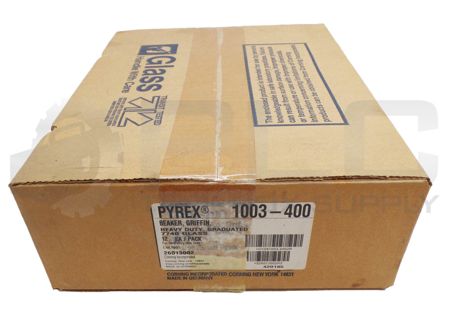 SEALED NEW BOX OF 12 PYREX 1003-400 GRIFFIN BEAKER HEAVY DUTY GRADULATED 400mL