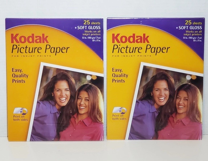 Kodak Picture Photo Paper Soft Gloss 25 Sheets 8.5 x 11 Lot of 2 (50 Sheets)