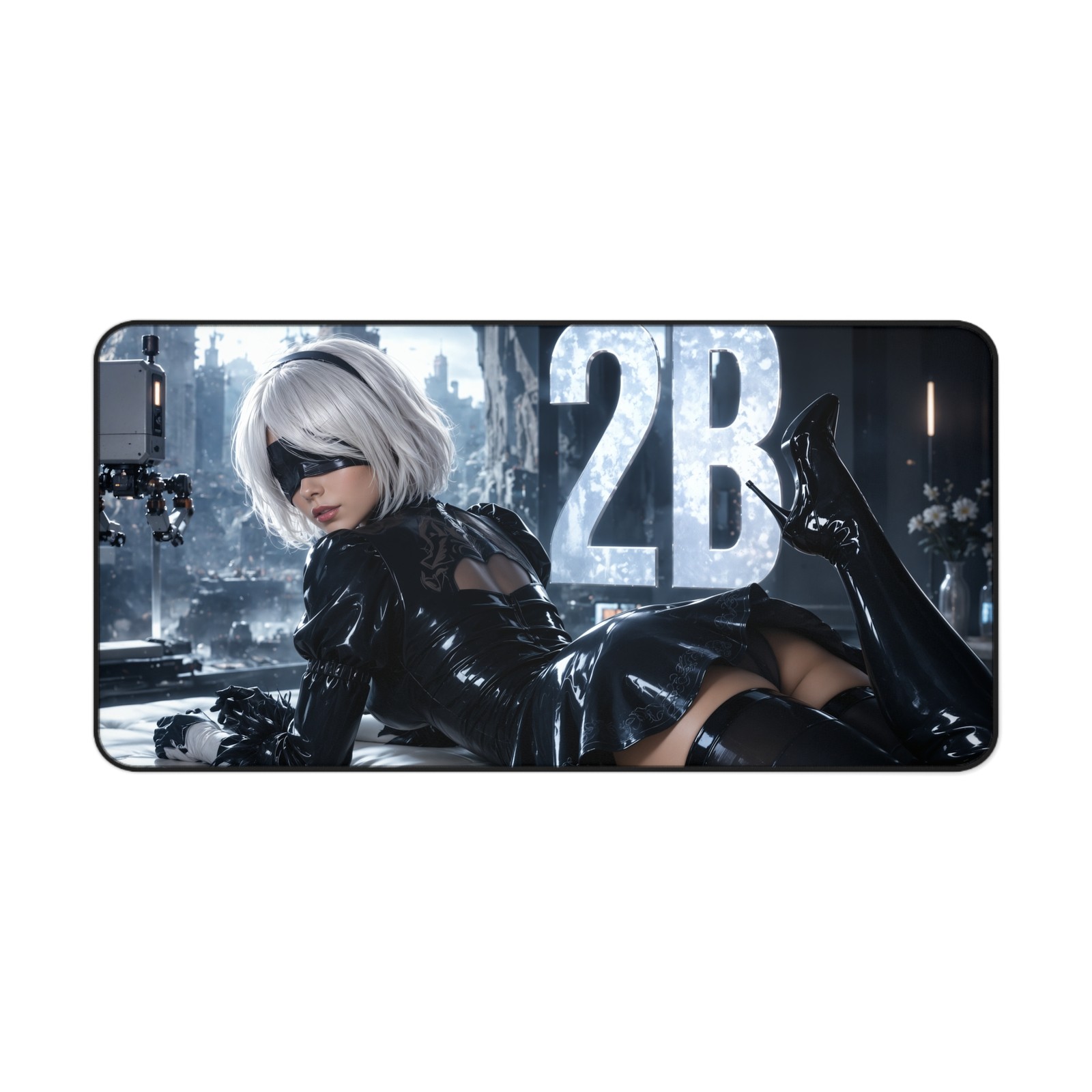 Neoprene Mouse Mat Featuring 2B, Desk Pad for Keyboard and Computer
