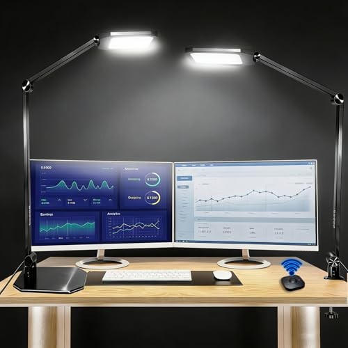 Pro LED Desk Lamp with Remote Control, Eye-Caring CRI95+ Dimmable Light, 2 PACK
