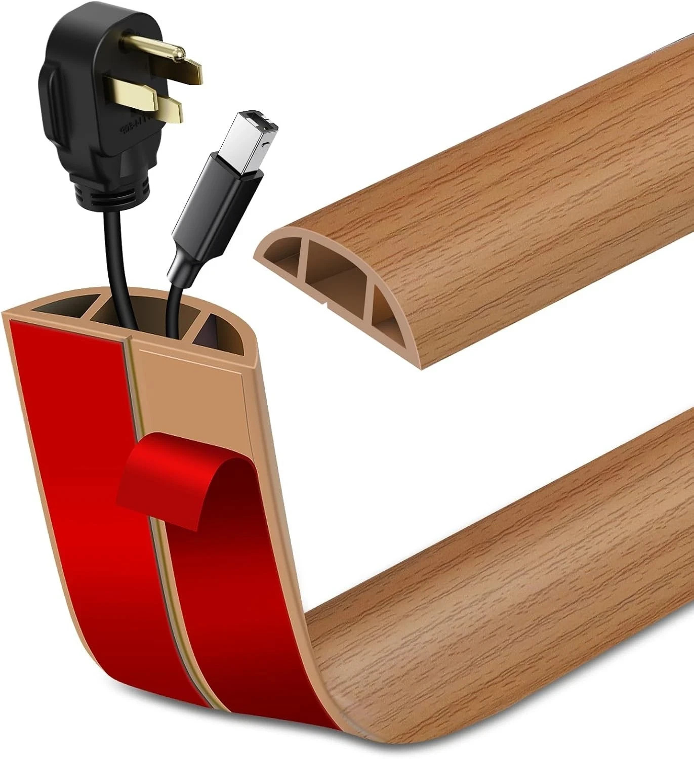 Floor Cord Cover Self Adhesive Cable Protector Power Extension Cord Hider 3.3Ft.