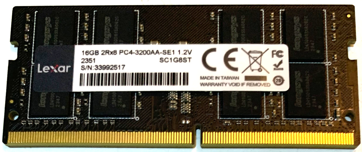 Lexar 16GB 2RX8 DDR4 SO-DIMM RAM PC4-3200AA-SE1 1.2V 260-Pin Laptop Memory