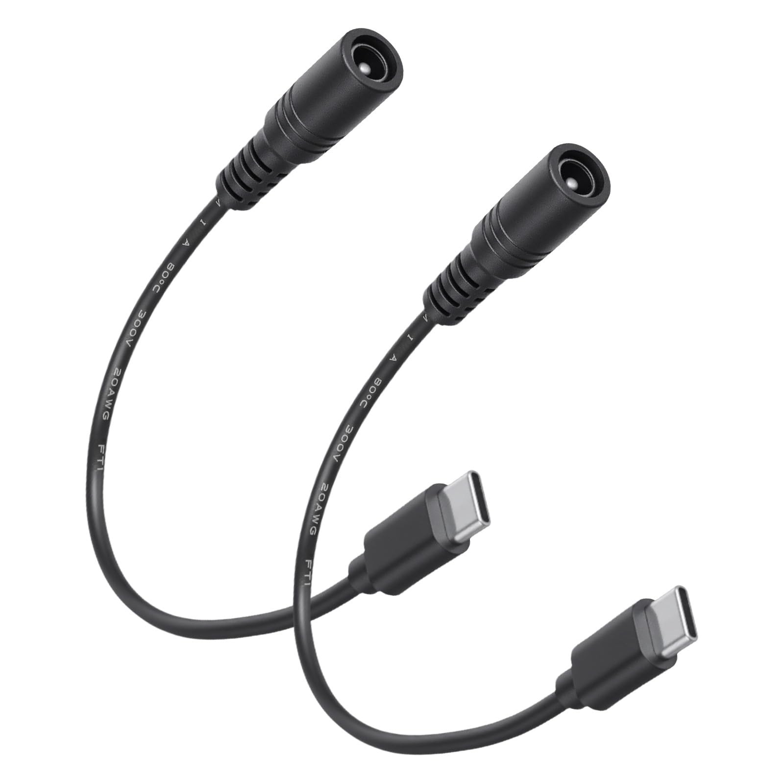 Alrhso 2Pcs 6" USB to DC Power Cable 3.5 x 1.35mm Female C 22.5cm