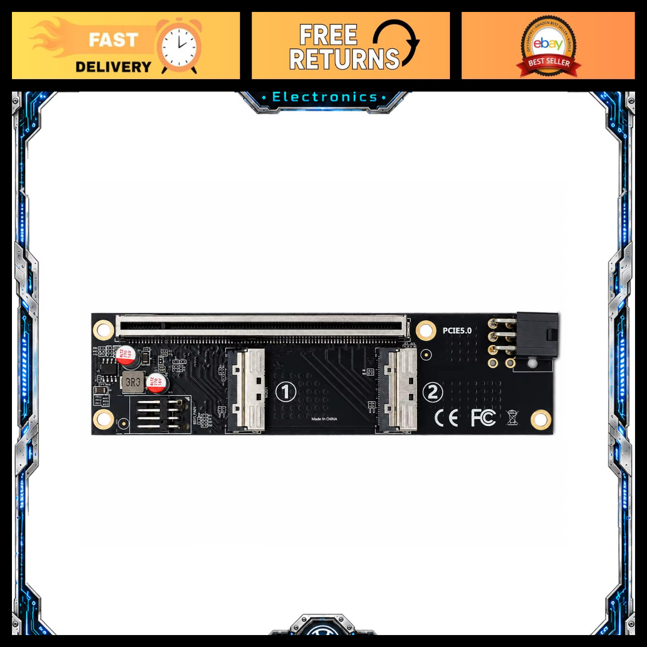 PCIe 5.0 X16 Expansion Kit Backplane Board Adapter Card - High-Speed Connectivit