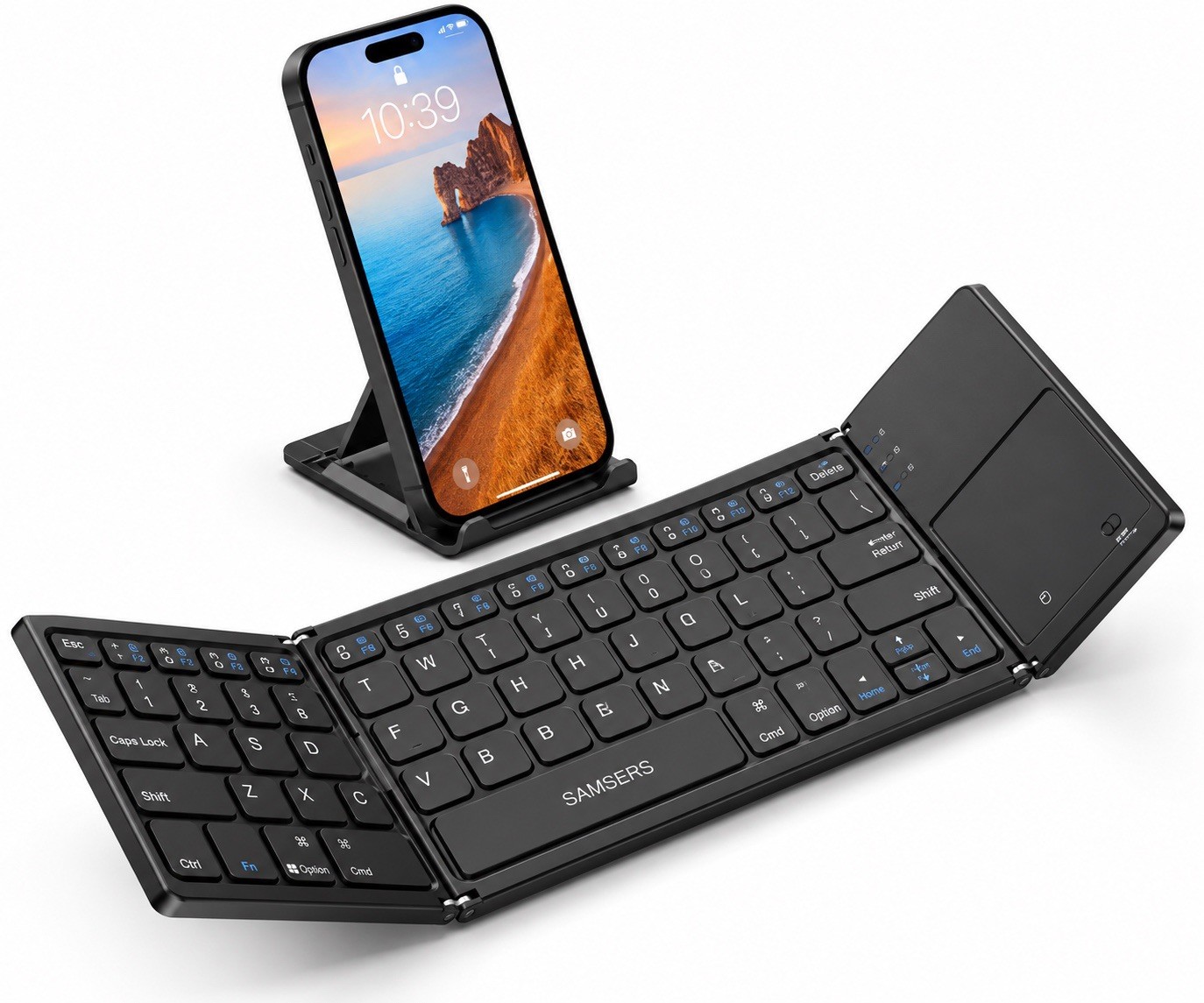 Samsers Foldable Bluetooth Keyboard with Touchpad & Holder, IOS and Android