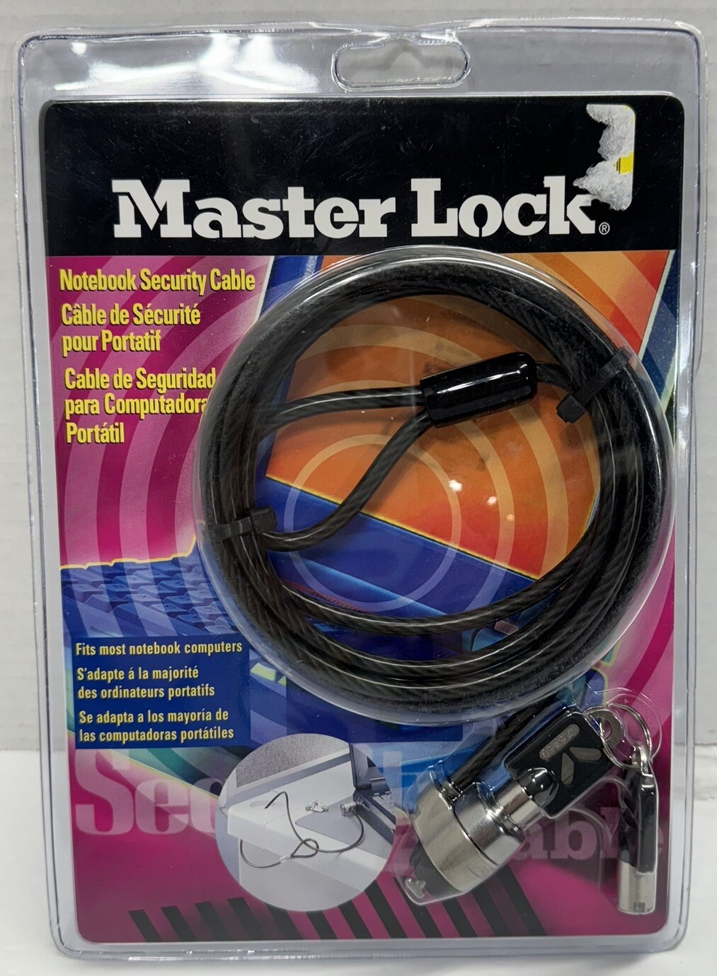 Master Lock Universal Notebook Anti Theft Security Cable Computers Locking U15