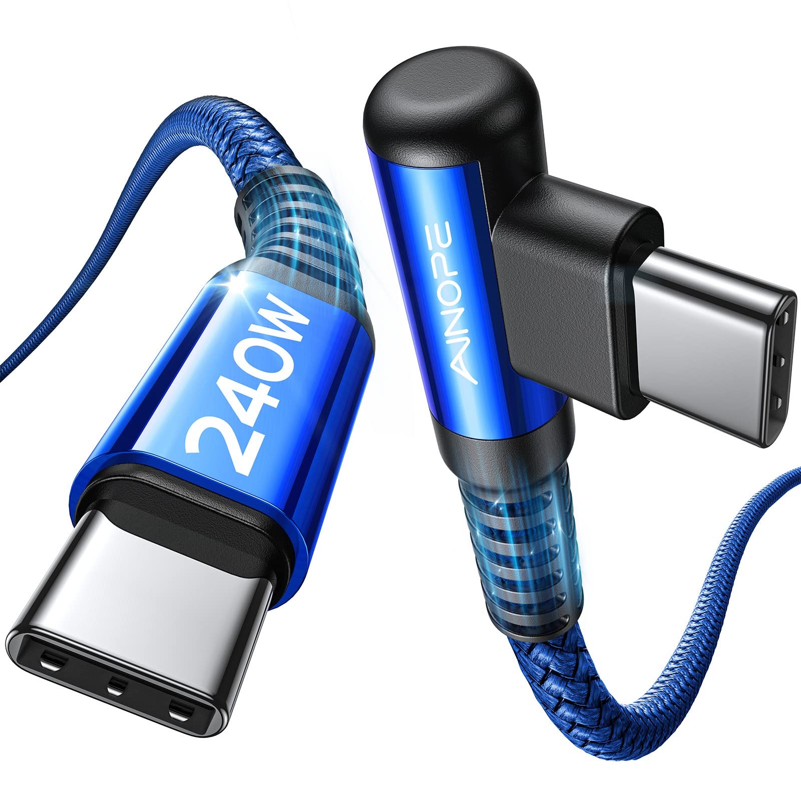 AINOPE 240W High Speed USB C Cable [10ft] USBC to Cable, 10FT, Blue 
