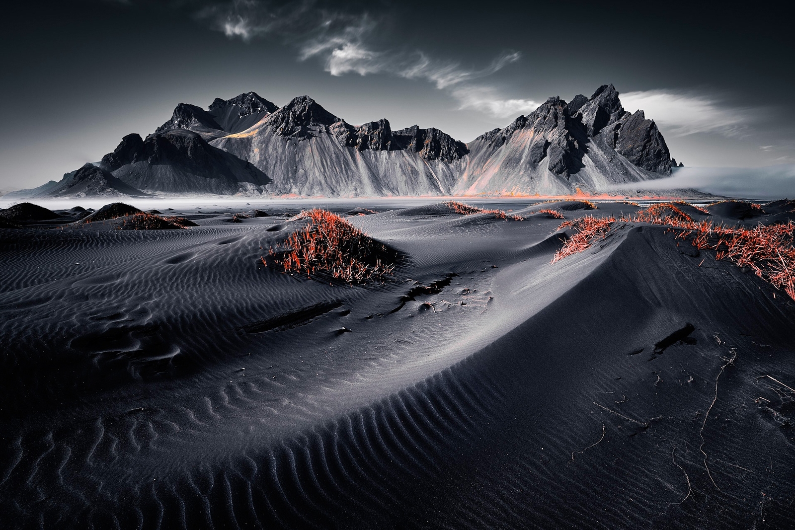 Landscape iceland nature dark mountains low Custom Gaming Mat Desk