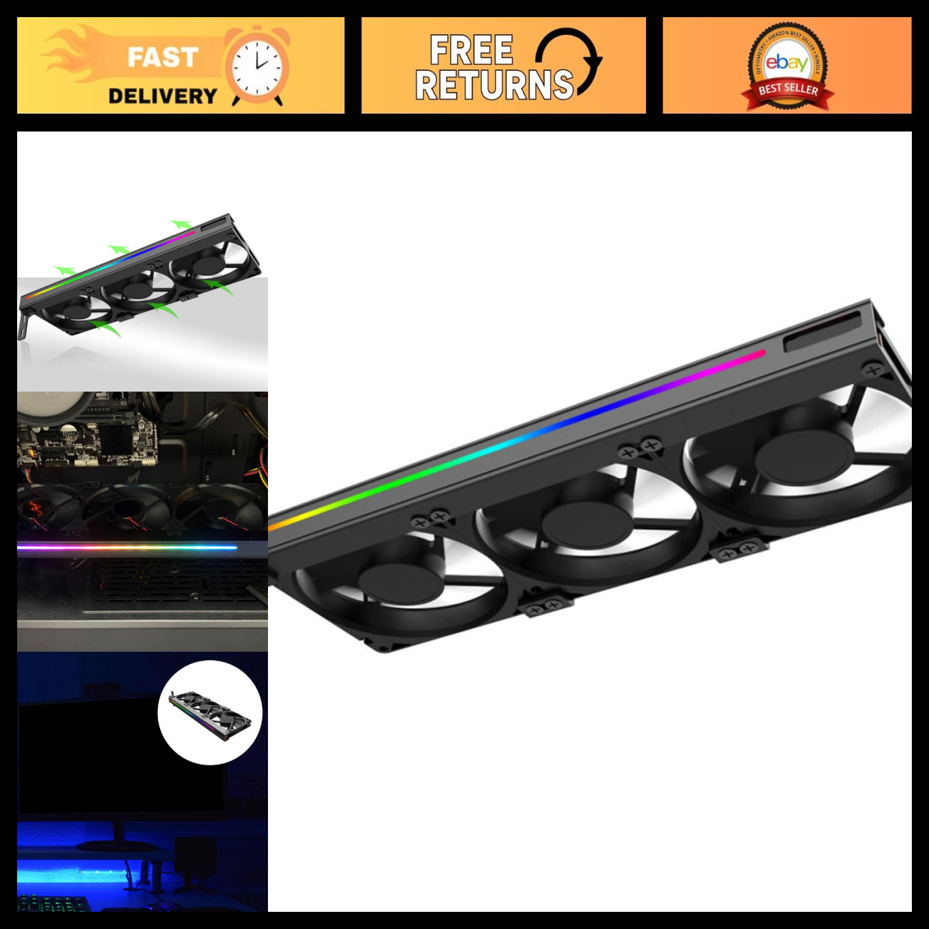 5V 3-Pin ARGB GPU Cooler Fan for PCI Slot Graphics Card - High Performance Cooli