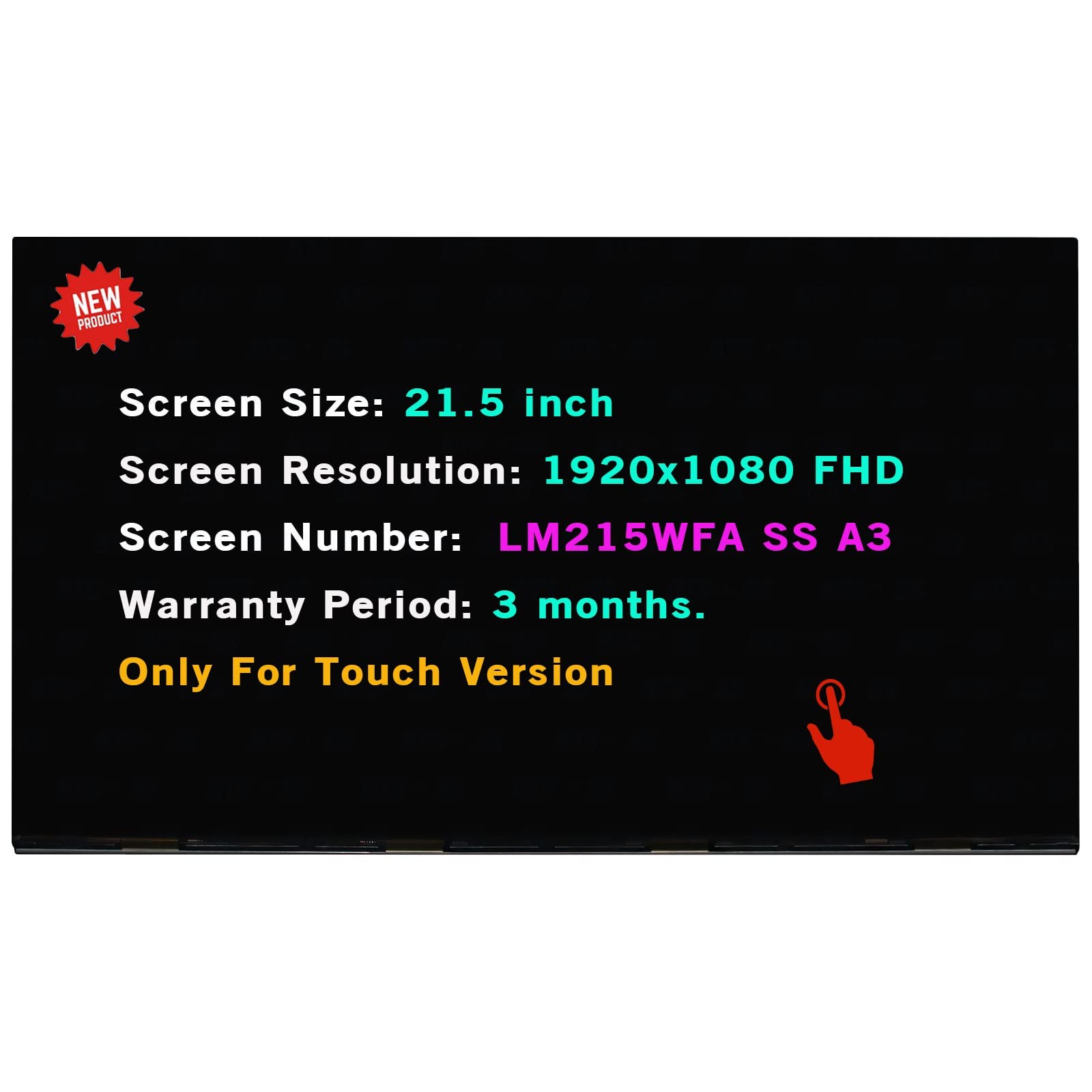 FHD LCD Touch Screen 21.5" for HP 22-D 22-df0023w All in One Display Replacement