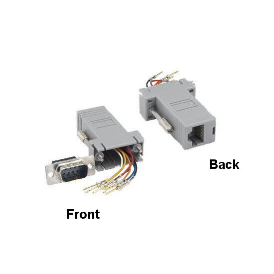 KNTK DB9 9Pin Male to RJ-45 Female Adapter Modular Serial Device to PC Ethernet