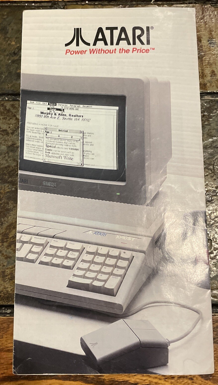 Atari 1040st Computer Brochure Pamphlet Power Without The Price Vintage 1980’s