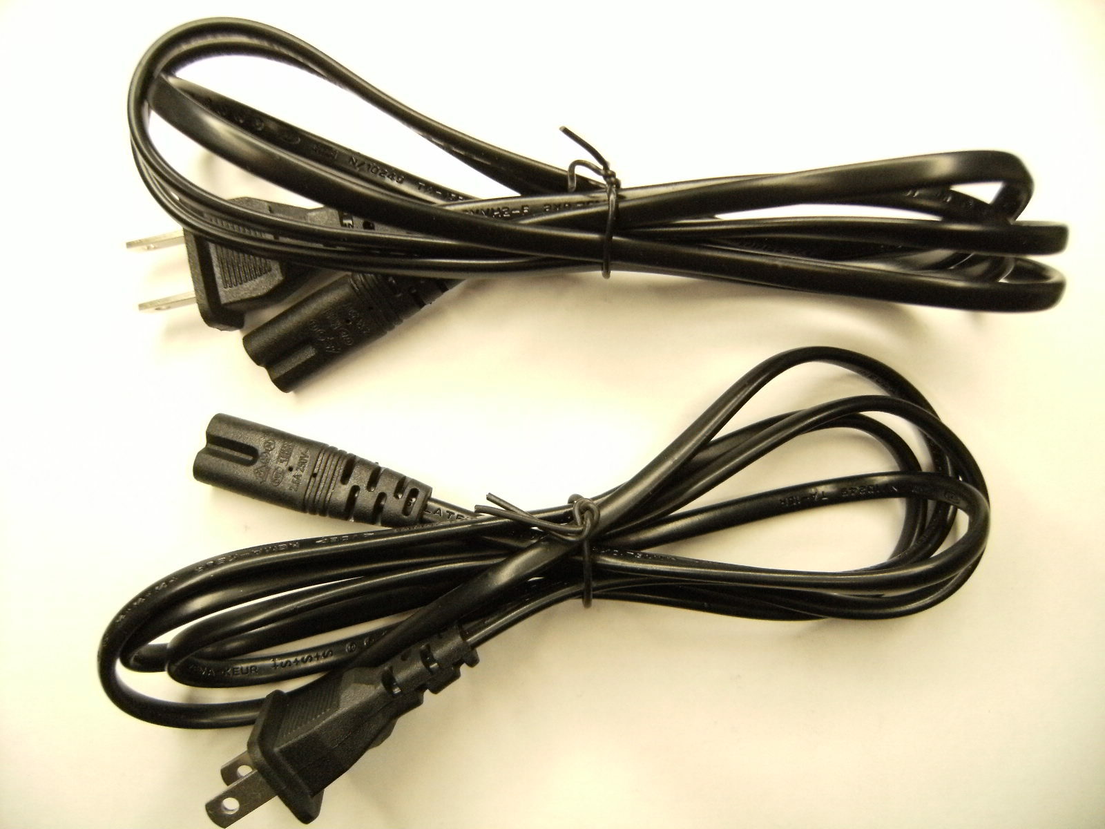 2Pcs Pack Lot 2 Prong Common Electronics Power Cable Cord Wire Universal 8 Shape