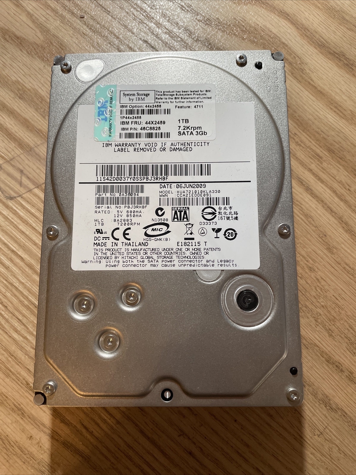 IBM System Storage IBM 44X2459 1TB 7.2K 3G SATA 3.5" 46C8825 44X2458 42D0041
