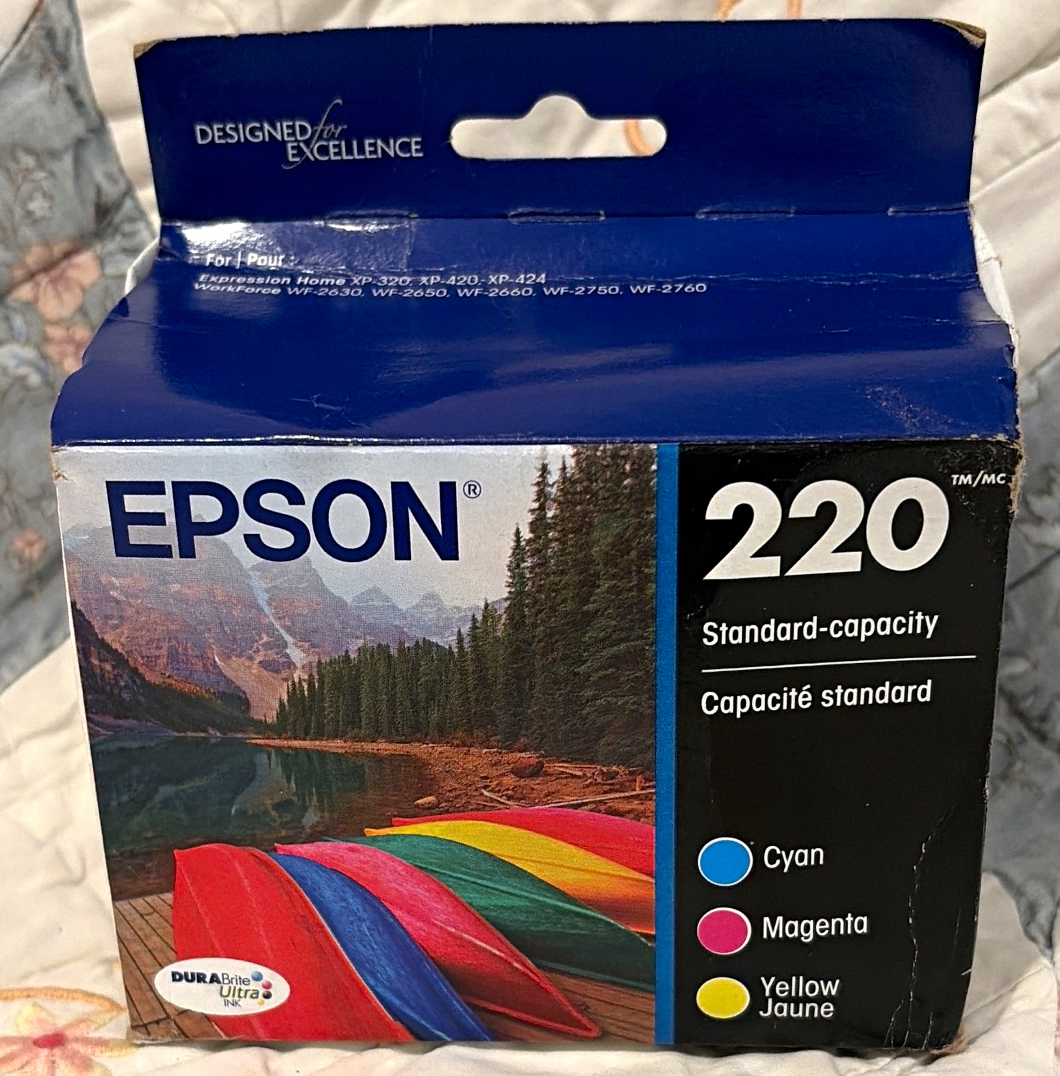 Epson 220 Genuine Ink Cartridges CMY 3-Pack Cyan Magenta Yellow T220520-S