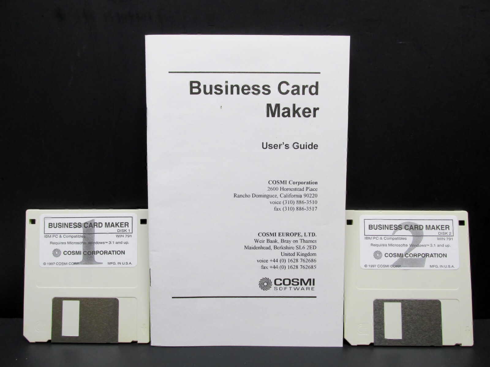 Business Card Maker, Two- 3.5" Disc's, Cosmi, 1997, Never Used, No Box