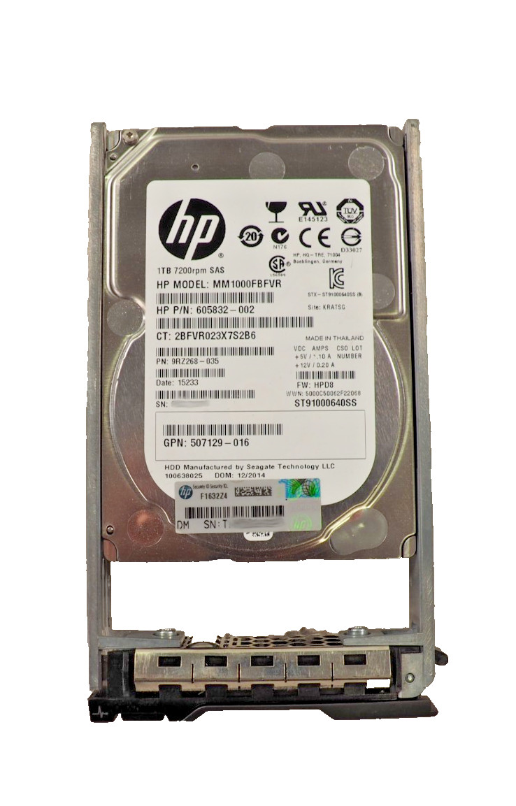 Seagate MM1000FBFVR 1TB 7.2K 6Gbs 2.5" SAS Internal HDD w/Dell Caddy