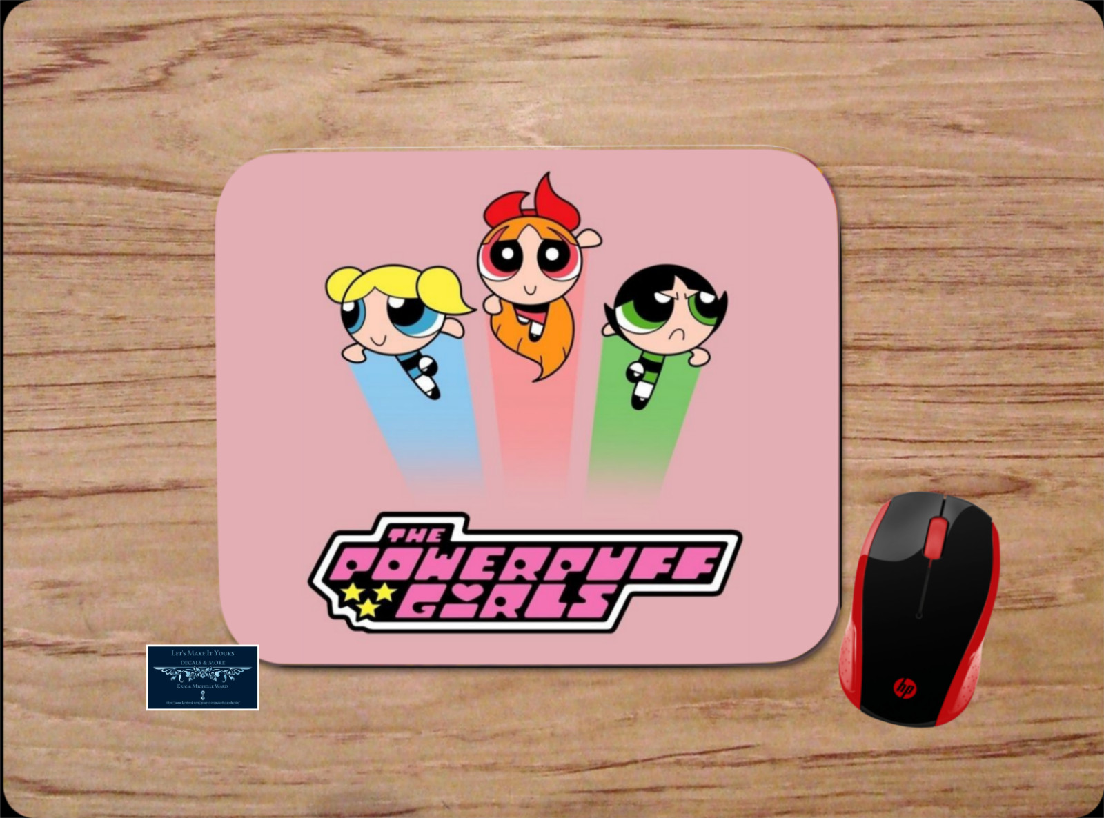 POWERPUFF GIRLS INSPIRED PINK CUSTOM PC MOUSE PAD DESK MAT HOME OFFICE WORK GIFT