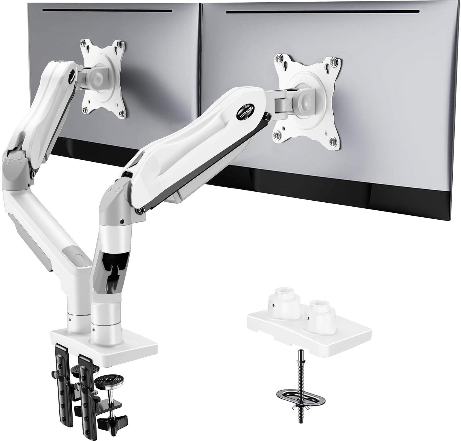 HUANUO Dual Monitor Stand - Full Adjustable Monitor Desk Mount Swivel Vesa Br...